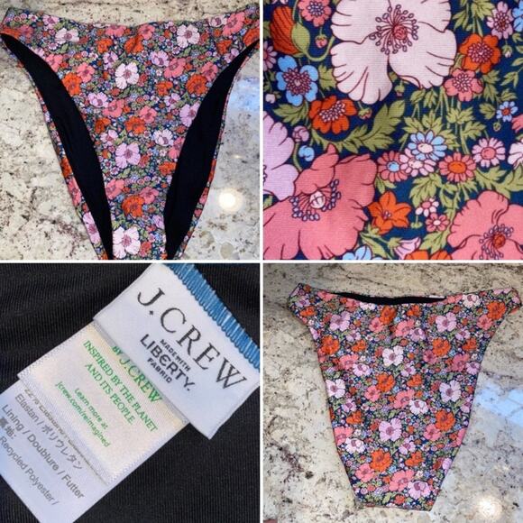 J Crew Liberty London Meadow Song Floral High Rise Cheeky Bikini Bottom S NWOT - Picture 2 of 12
